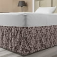 thumbnail image 1 of Damask Bed Skirt, Monochrome Traditional Ornaments from Flowers and Leaves Motifs, Elastic Bedskirt Dust Ruffle Wrap Around for Bedding Decor, 4 Sizes, Dark Warm Taupe and Pale Tan, by Ambesonne, 1 of 2