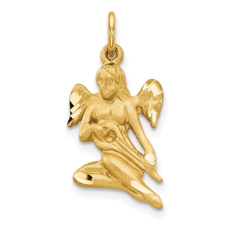 Diamond2Deal 10k Yellow Gold Angel Charm Pendant for Women (L- 0.99 inch, W-0.52 inch)