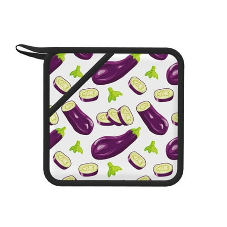 

1 PCS Pot Holders for Kitchen - Heat Resistant Silicone Pot Holders with Hanging Loop Eggplant slices purple Non Slip Oven Hot Pads Potholders for Decor Baking Cooking Kitchen