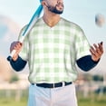 thumbnail image 4 of Fotbe Green Checkboard Baseball Jersey Shirt for Men and Women, Casual Short Sleeves Button Down T-Shirt-, 4 of 9