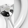 thumbnail image 2 of W-Power 350MM Classic White Wood Grain 6-Hole Chrome Spoke 14" Steering Wheel, 2 of 5
