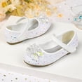 thumbnail image 4 of VeFlora Girls Dress Shoes, Glitter Princess Shoe, Flower Mary Jane Low Heels, Party Wedding Prom Footwear for Toddler Kids(White/10-10.5 Years Big kids), 4 of 7