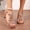 Gold, variant on Plus Size Crystal Floral Square Toe Stiletto Sandals For Women Summer Casual Outdoor Indoor Comfortable Elastic Ankle Versatile