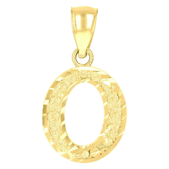 10k Yellow Gold Unisex Initial O Alphabet Charm Pendant for Men Women