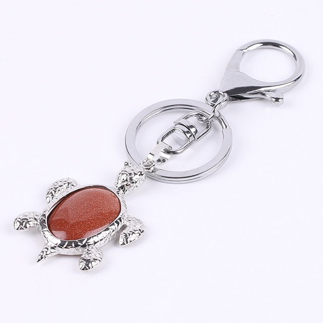 Crystal Stone Turtle Pendant Car Keychains for Ladies Men Bag Keyrings Buckle
