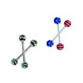 thumbnail image 1 of 4 Tongue rings Straight Barbell Patriotic Design 14 GA, 1 of 4