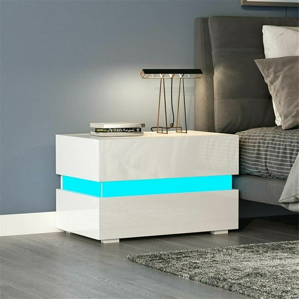Clicking or tapping on this logo will return you to the homepage. led 2 drawer nightstand bedside table with rgb led backlights bedroom home furniture