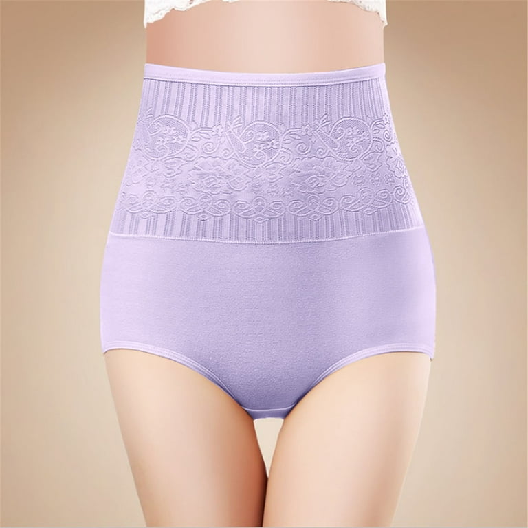 CAICJ98 Period Underwear for Women Women Seamless High Elastic Wave Point  Panties Cotton Bottom File Glare Seamless Briefs Purple,L