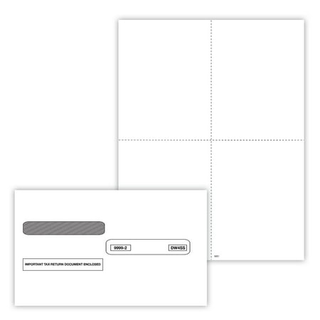 ComplyRight 2025 W-2 Tax Form Envelopes/Recipient Copy Only (No Backer) 1-Part 4-Up 50/Pack (5221E)