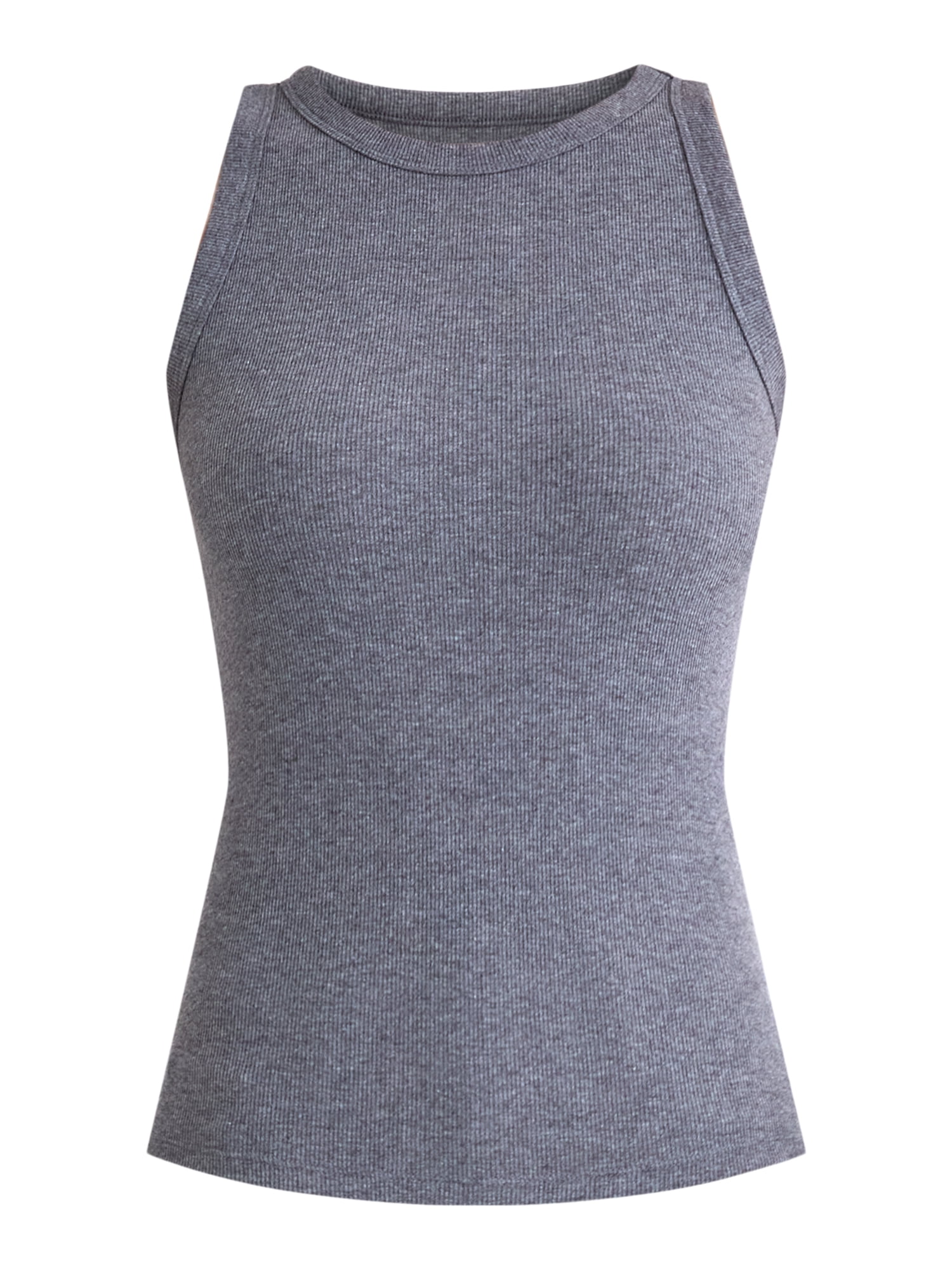 Time and Tru Women's High Neck Ribbed Tank Top, Sizes XS-XXXL