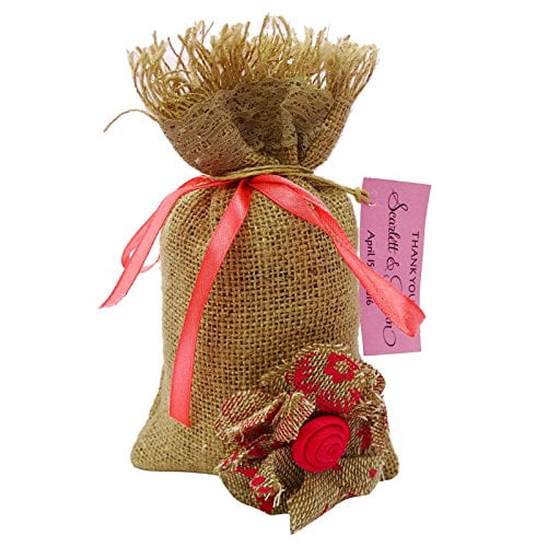 20 Wedding Burlap Favor Bags Rustic Party Favor Sack Drawstring Pouches With Custom Paper Tag Small Jute Bags 4"x6.5" inches