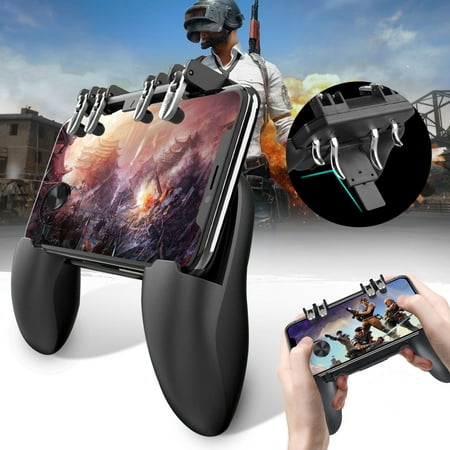 TSV Mobile Game Controllers, iOS & Android Controller, Aim Trigger Fire Buttons L1R1 L2R2 Shooter Sensitive Joystick, Portable Ergonomic Comfort Controller Gamepad w/ 180° Reversal Adjustable (Best Top Down Shooter Android)