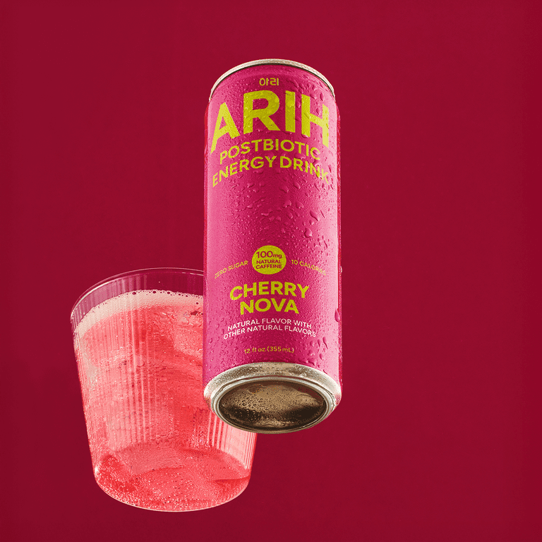 ARIH Postbiotic Energy Drink, Zero Sugar, 100mg Natural Caffeine