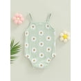 thumbnail image 5 of Cenuakty Newborn Baby Summer Romper, Sleeveless Spaghetti Strap Daisy Print One Piece Bodysuit, 5 of 9