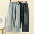 thumbnail image 4 of Girl Clothes Size 10-12 Jeans 8T 9T Girls Outfits Size 14-16 Teens Clothes Girls Jeans Elastic Waist Wide Leg Pants Kids Jeans 4-14 Years, 4 of 9