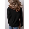 thumbnail image 3 of Women's Black Corded Drop Shoulder Long Sleeve Top, 3 of 12