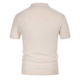 thumbnail image 3 of Men's Knit Polo Shirt Short Sleeve Open Knit Sweater Textured Knit Polo Shirt, 3 of 6