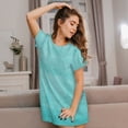 thumbnail image 3 of Fotbe Blue And Turquoise Bata de Dormir para Mujer con Estampado, Camisón de Algodón de Manga Corta, Ropa de Dormir Casual, 3 of 6