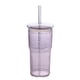 thumbnail image 1 of Vasos de vidrio con tapas y pajitas de vidrio, vaso de vidrio de borosilicato de 20 oz para café helado, agua y batidos, 1 of 5