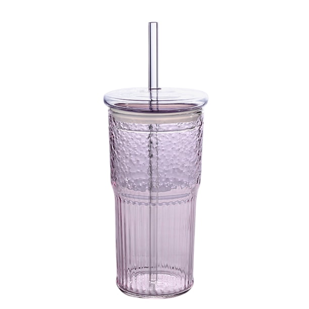 Vasos de vidrio con tapas y pajitas de vidrio, vaso de vidrio de borosilicato de 20 oz para café helado, agua y batidos