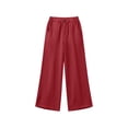 thumbnail image 4 of Nkmbld Womens Cotton Linen Pants Casual Button Elastic Waist Wide Leg Summer Trousers, 4 of 7