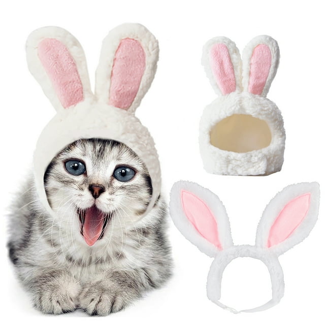 2PCS Cat Rabbit Hat Decorative Cute Funny Dog Rabbit Ear Hat Kitten Bunny Hat