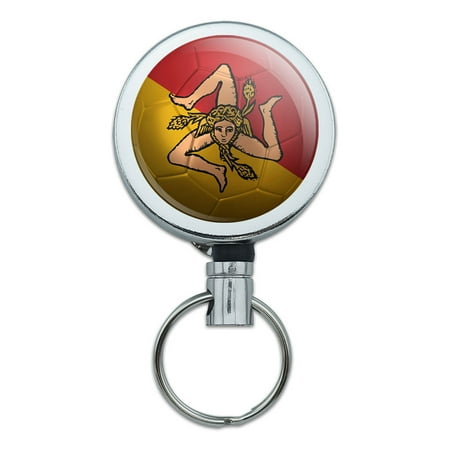 Sicily Flag Soccer Ball Futbol Football Retractable Belt Clip Badge Key