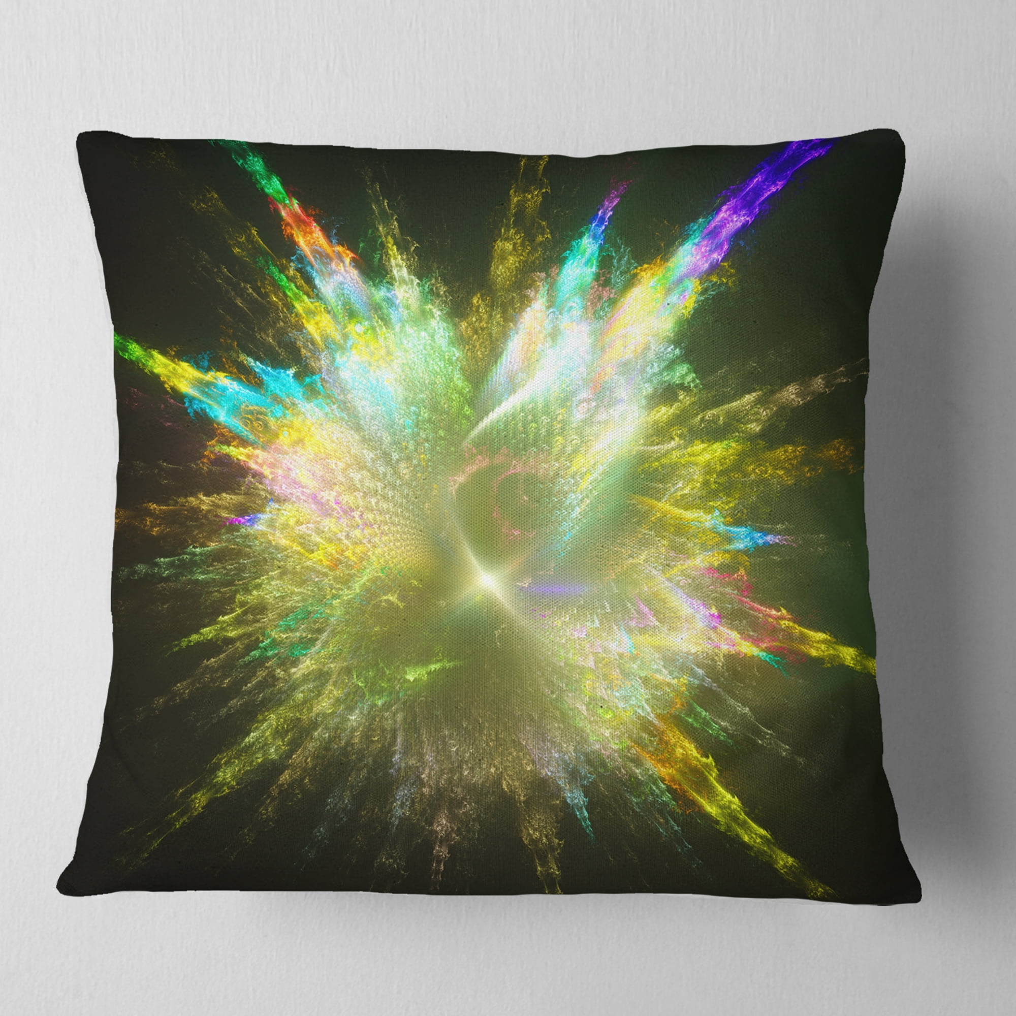 Designart Fractal Explosion of Paint Drops - Abstract Throw Pillow - 18x18