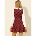 thumbnail image 5 of DARING DIVA Plaid Peter Pan Collar Mini A-Line Dress L Red, 5 of 6
