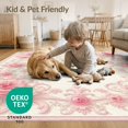 thumbnail image 4 of ODIKA 5'x7' Washable Area Rug Non-Slip, Low Pile, Stain Resistant Bathroom Vintage Scroll Oushak Rectangular Delicate Border Boho for Guest Room, Lounge, Apartment, 4 of 7