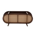 thumbnail image 6 of Dayalane Walnut Rattan Coffee Table,Mid-Century Modern 2-Tier Center Table with Storage Shelf Wooden Top for Living Room, Bedroom or Small Spaces, 6 of 11