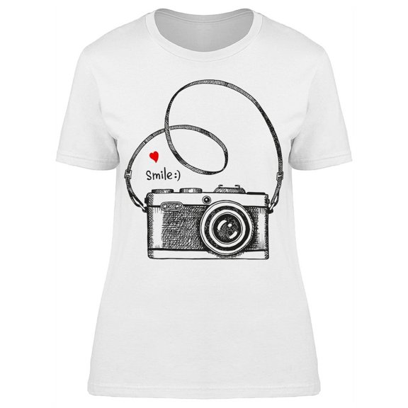 Sketch Retro Camera T-Shirt Women -Image by Shutterstock, Female Small