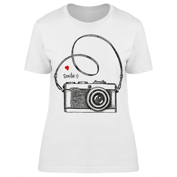 Sketch Retro Camera T-Shirt Women -Image by Shutterstock, Female 3X-Large