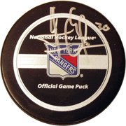 Henrik Lundqvist Autographed NY Rangers Game Model Puck
