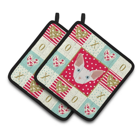 Carolines Treasures CK5170PTHD Sphynx Cat Love Pair of Pot Holders, 7.5HX7.5W, multicolor