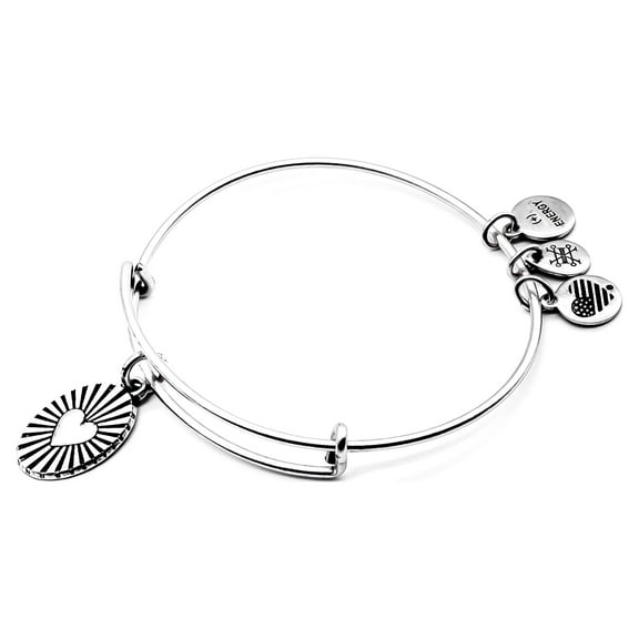Alex and Ani Women's Path of Symbols Heart Charm Bangle Bracelet in Rafaelian Silver