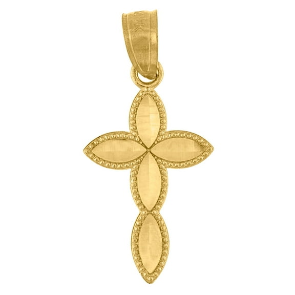 10k Yellow Gold Unisex Passion Cross Religious Charm Pendant Pendant Necklace for Men Women