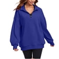thumbnail image 4 of Asgosdo Women Oversized Sweatshirts Quarter Zip Long Sleeve Solid Color Casual Soft Pullover Fall Tops, 4 of 6