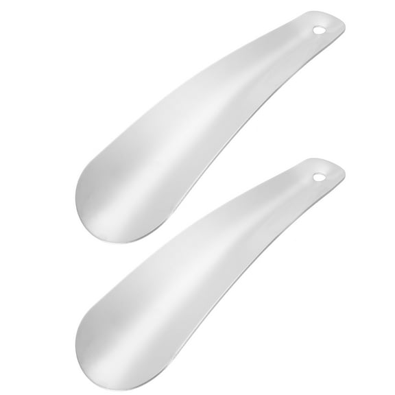 Uxcell 6in Shoe Horn, 2Pcs Metal Narrow Shoe Helper, Silver Tone