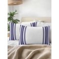 thumbnail image 3 of Outdoor Throw Pillow Set of 2, Navy Blue Striped Waterproof Pillow with Insert Included, Modern White Striped Abstract Art Aesthetics Decorative Accent Cushion Lumbar Pillows for Patio, 12 x 20 In, 3 of 8
