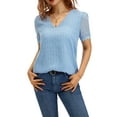 thumbnail image 6 of Wytyjxccyy Womens Summer Lace Tops Short Sleeve V Neck Swiss Polka Dot Blouses Shirts, 6 of 8