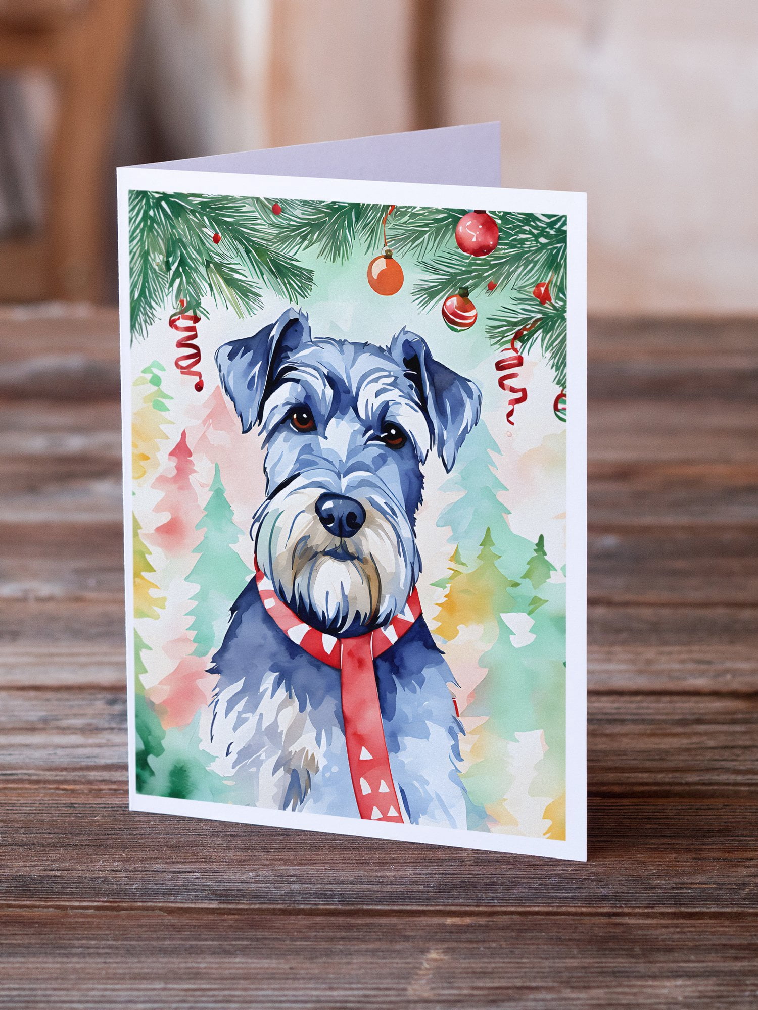 Schnauzer Christmas Greeting Cards Pack of 8 7 in x 5 in