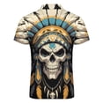 thumbnail image 5 of Indian Devil Skull Men Zipper T-shirt Summer Casual Short Sleeve T-shirt Top, 5 of 7