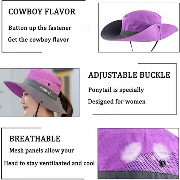 HAOAN Sun Hats for Women Beach Hat Ponytail Hat Womens Sun Hat with UV  Protection Wide Brim 