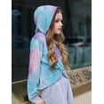 thumbnail image 3 of Oudiya Hoodies for Teen Girls Twist Front Tie Dye Hooded Sweatshirt Casual Long Sleeve Tops Clothes for 5-13 Years, 3 of 6