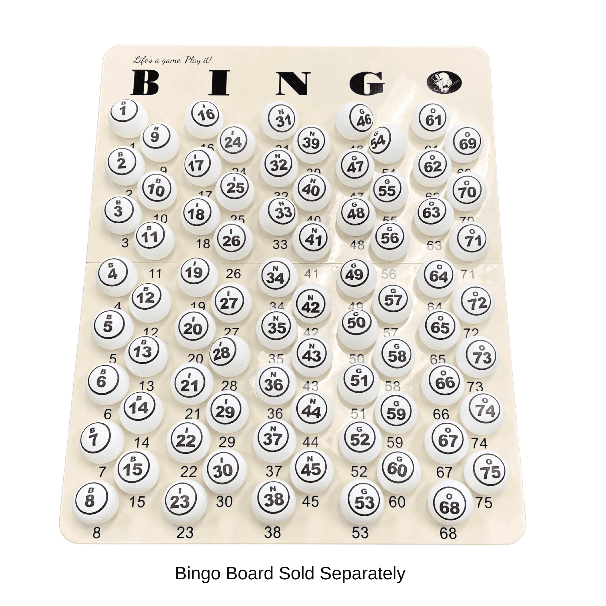 Mr. Chips Professional 1.57” (40 mm) White Single Number Bingo Balls - Ping Pong Style Balls for Manual Bingo Cage Only