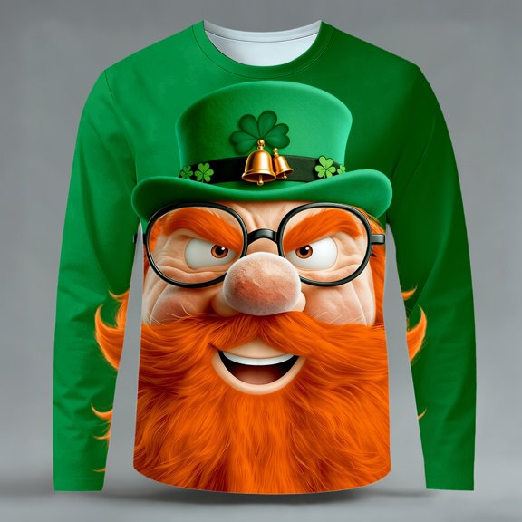 St Patrick's Day Long Sleeve T Shirt Irish Green Graphic Casual Comfortable Crewneck Top For Holiday Celebration
