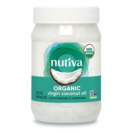 Nutiva Organic, Cold-Pressed, Unrefined, Virgin Coconut Oil from Fresh, non-GMO, Sustainably Farmed Coconuts, 15 Fluid Ounces