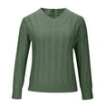 thumbnail image 5 of Women's Cable Knit Sweater V Neck Long Sleeve Pullover Top Lightweight Soft Business Casual Fall Outfit Green M, 5 of 6