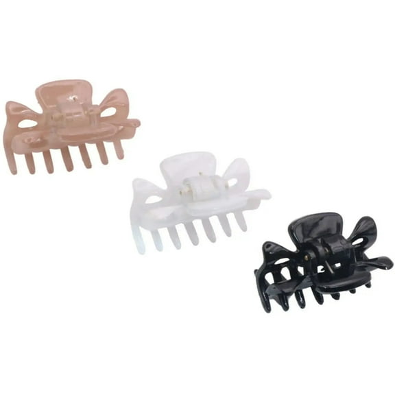 Parcelona French Classic 1.5" Small Celluloid Set of 3 Hair Claws for Women (BlushPinkBlackWhite)